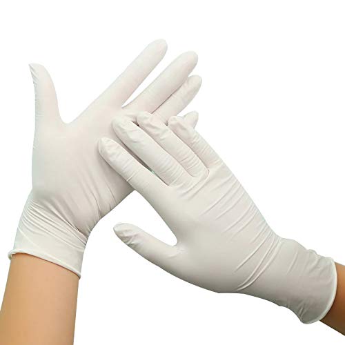 Tantra Guantes de látex desechables, Stock Disponible, Envío Rápido, Caja de 100 guantes. Color Blanco talla M