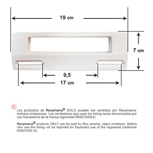 Tirador puerta Frigorifico BLANCO Distancia entre agujeros mínimo 9.5 cm. Mäximo 17 cm