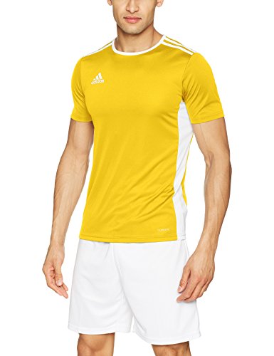 adidas Entrada 54 Camiseta de Fútbol para Hombre de Cuello Redondo en Contraste, Amarillo (Yellow/White), M