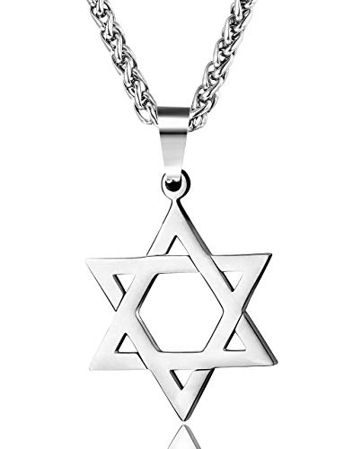 Adramata Estrella de David Collar Colgante Joyas Judías de Acero Inoxidable para Hombres Mujeres Religiosas 20"