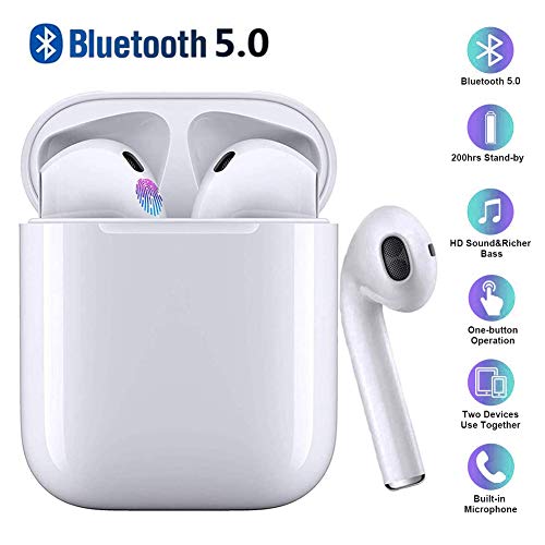 Auriculares inalámbricos, Auriculares Bluetooth 5.0, Auriculares Impermeables con micrófono, reducción de Ruido 3D, Compatible iPhone/Android/Airpods2/Apple AirPods Pro