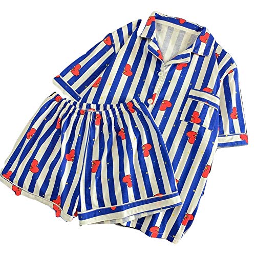BT21 Pijamas para mujer, BTS Ropa de dormir para niños de Bangtan CHIMMYCOOKY KOYA MANG RJ SHOOKY TATA Camisa de manga corta en el mismo Harajuku camisón camisón,darkblue,M