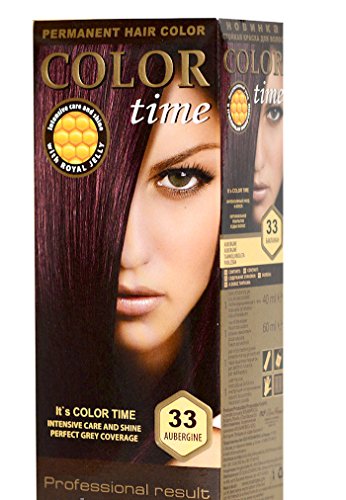 Color time, tinte permanente para el cabello de color berenjena 33