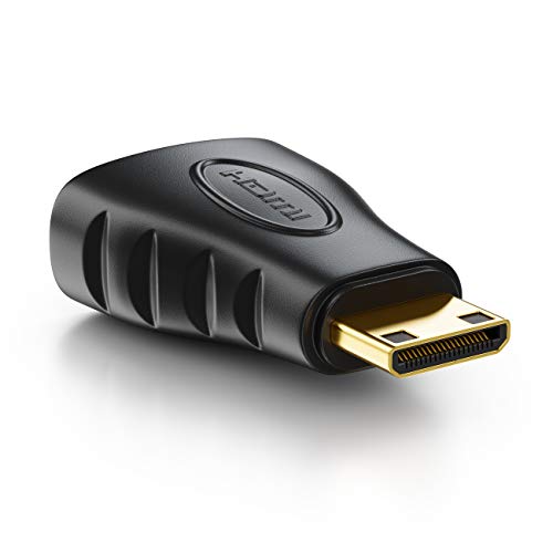 deleyCON Adaptador para Mini HDMI - Conector HDMI para Enchufe Mini HDMI Adaptador de Video 1920x1200 Full HD 1080p - Negro