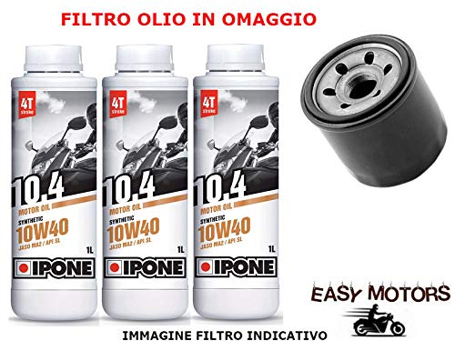 Desconocido Kit DE Mantenimiento DE Motor DE Aceite 10W40 IPONE + Filtro Olio Moto Guzzi V50 Monza 500 80/85