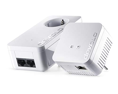 Devolo dLAN 550 WiFi - Kit de Inicio PLC Powerline (500 Mbps, 2 x adaptadores, 2 x Puertos LAN, Enchufe WiFi, Amplificador de señal WiFi, Mejorar WiFi, WiFi Move), Blanco