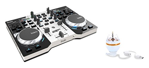 DJ Hercules DJ Control Instinct Party Pack - Mesa Mezclas DJ [ultraportátil, Salidas de Audio para Usar con Auriculares y Altavoces + LED Party Light USB]