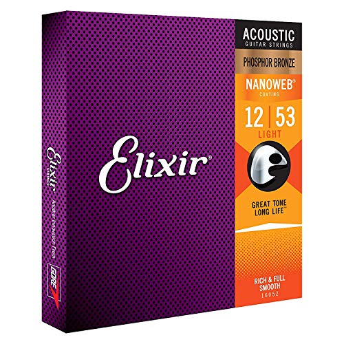Elixir 16052 - Juego de cuerdas para guitarra acústica de fósforo/bronce.012-0.053