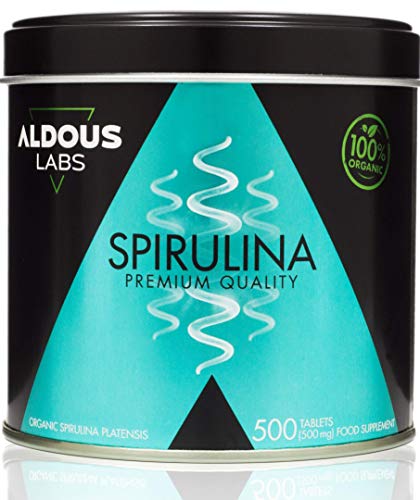 Espirulina Ecológica Premium para 9 Meses | 500 comprimidos de 500mg con 99% BIO Spirulina | Vegano - Saciante - DETOX - Proteína Vegetal | Libre de Plástico | Certificación Ecológica Oficial