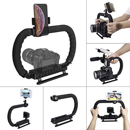 Estabilizador de cámara de mano Hydra Stabilizer DC + DV Soporte para 2 manos Dispositivo de agarre de mano Compatible para cámaras de acción Gopro + Sony DSLR Canon Nikon Canon + iPhone / Samsung