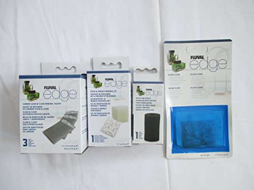 Fluval Edge - Medios de filtro de repuesto Biomax, espuma, 3 x carbón, algas transparentes