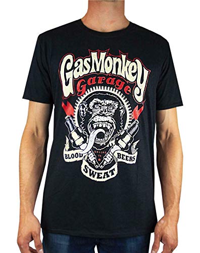 Gas Monkey Garage - Camiseta para hombre "Blood, Sweat and Beers" Negro Negro ( L