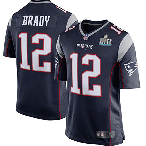 HFJLL NFL Football Jersey Patriots Brady 12# Camiseta,Blue,XL