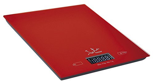 Jata Hogar Mod. 729R Balanza electrónica de alta precisión, capacidad 5kg, Vidrio, Cristal rojo