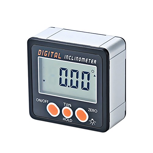 KKmoon Inclinómetro digital Transportador Base electrónico Caja 0-360 ° Aleación de aluminio Medidor Imanes digital Medidor de ángulo