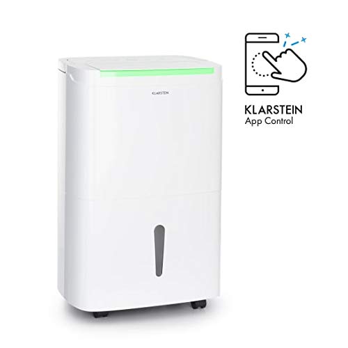 KLARSTEIN DryFy Connect 40 deshumidificador de Aire - WiFi, Rendimiento de 40 l/día, 360 m³/h, para Salas de 35-45 m², depósito para Agua de 7 litros, Humedad deseada Regulable, silencioso, Blanco