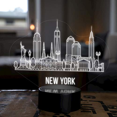 Lámpara LED Deco New York City Skyline - Elbeffekt - USA America Decoration - Recuerdos de Viaje y Recuerdos de Viaje