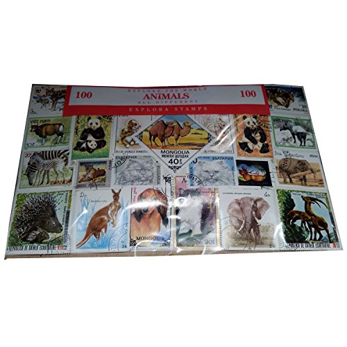 Lote de 100 sellos diferentes Animales de todo el mundo