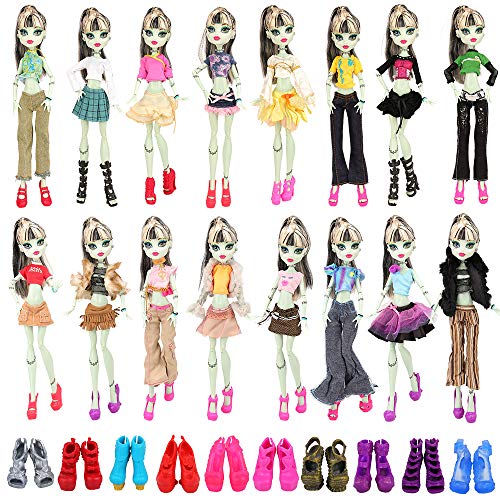 Miunana 12 Accesorios para Monster High Dolls: 6 Ropas Vestidos + 6 PCS Zapatos (Seleccionado Al Azar)