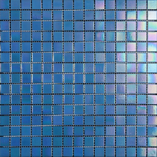 Mosaico de Vidrio en Malla DEC-74291AXT005, Azul, 4 mm, 32.7 x 32.7 cm, Set de 10 Piezas