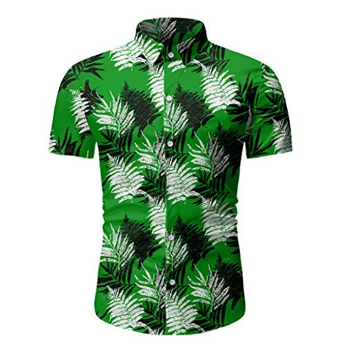 Nuevo 2020 Camisas Hawaianas Hombre Manga Corta Camisa Estampados Verano Shirt Corte Slim Pequeño Floral Playa Blouse Informales Transpirable Yvelands(A1,M)