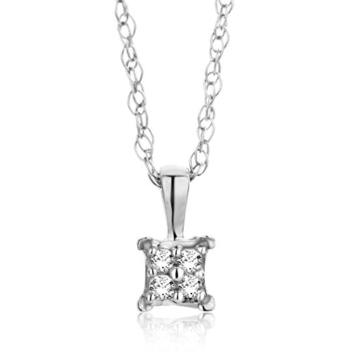 Orovi, collar y colgante para mujer con cadena de oro blanco de 18 quilates/750 con diamantes de talla brillante, 45 cm
