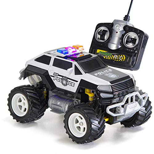 PREXTEX - Coche de Policía Teledirigido Monster Truck Juguete Radio Control para Niños, Control Remoto RC con Luces - Mejor Niños de 8 a 12 Años