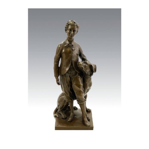 The Prince Impérial with his Dog néro – Jean Baptiste Carpe AUX – Escultura Bronce Figuras comprar – Francés Escultor