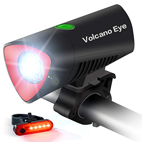 Volcano Eye Luz Bicicleta, LED Bici Delantero y Trasero Brillante Impermeable Recargable USB con 4 Modos, Kit de Faro Bicicleta para Ciclismo de Carretera Montaña Calle