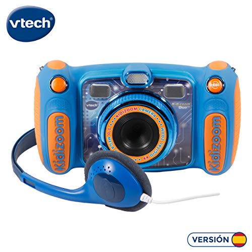 VTech Kidizoom Duo 5.0 - Cámara de fotos digital, infantil con 5 megapíxeles, pantalla a color, juguete para aprender en casa, 10 funciones diferentes, 2 objetivos, azul