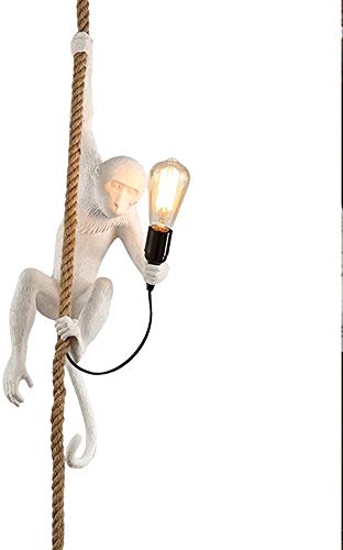 Xinwoer Post-Moderna lámpara de araña de Mono Blanco Creativo cáñamo Industrial Restaurante Retro Cafe Bar terraza de la habitación de los niños del ático Centro Comercial,White