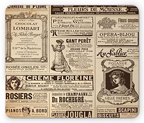 Alfombrilla de ratón de París, diseño de Arte de Letras de Papel francés Antiguo Diario histórico periódico