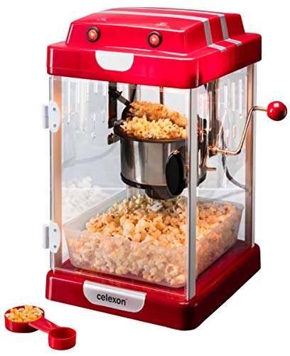 celexon máquina de Palomitas de maíz con Caldera de Acero Inoxidable y un agitador Integrado CinePop CP1000-24,5 x 28 x 43cm - Rojo/Retro/Cine