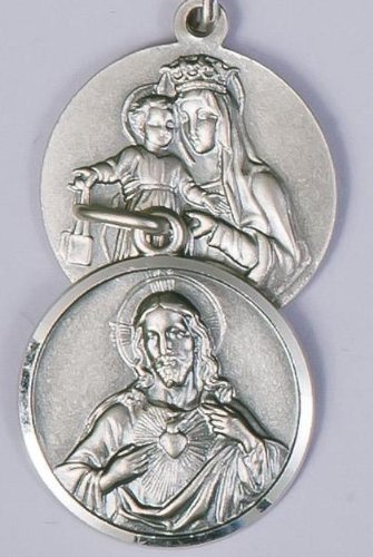 Escapulario medalla. Plata de Ley medalla. sagrado corazón de Jesús/Nuestra Señora De Mt. Carmel