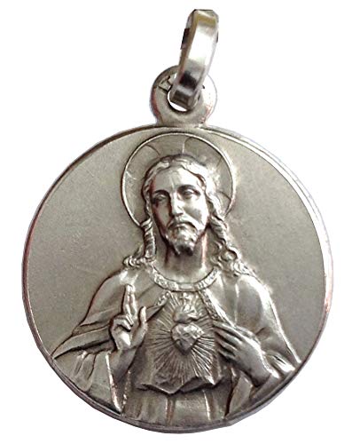 Medalla del Sagrado Corazón de Jesús de Plata Maciza 925