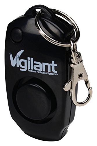 Vigilant PPS-23BLK 130 db electrónico violación Ataque Alarma Personal con silbato de copia de seguridad Plus llavero y bolso Clip (negro)