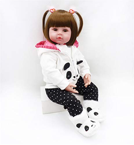 Binxing Toys 24 Pulgadas muñeca Realista Silicona Bebes Reborn Recien Nacidos vistiendo Ropa de Panda