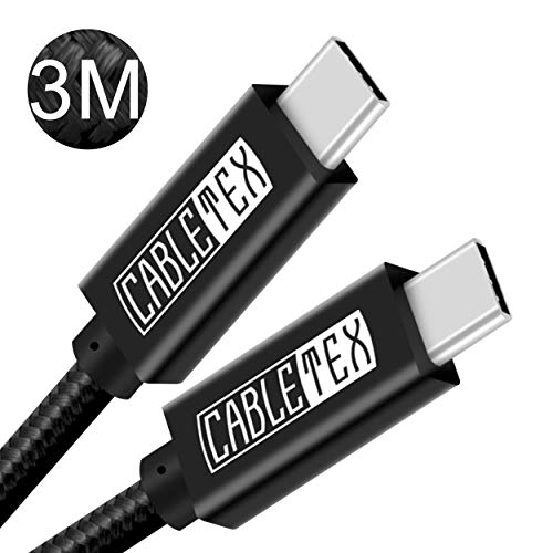 Cable USB C a tipo C 3.1 100W Power Delivery Cable de carga para Macbook Pro, 5 Gbps Transferencia de datos, 3 m – Negro