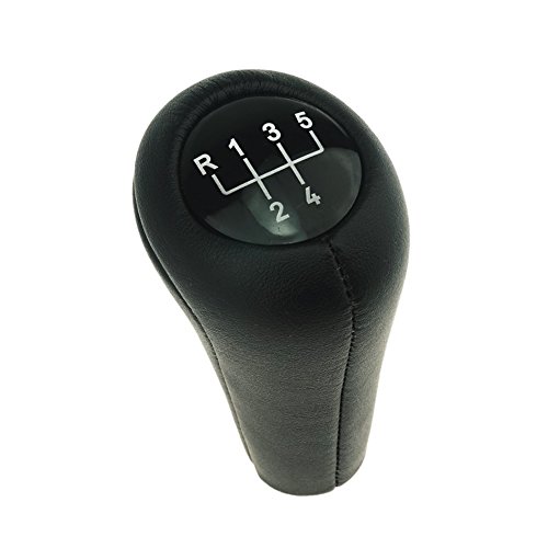DoLED Pomo para palanca de cambios de piel en negro con 5 velocidades como pieza de repuesto Plug and Play