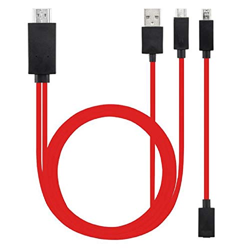 Goodlucking MHL - Cable Adaptador Universal MHL Micro USB a Hdmi de 6,5 pies para Galaxy S5 S4 S3 Note 4 Note 3 Note 2 Galaxy Tab 3 8.0 HTC LG Sony y más MHL (Rojo)