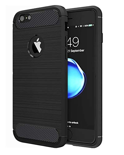 HUSHCO Funda iPhone 7 iPhone 8 iPhone SE 2020 Carcasa Ligera Silicona Suave TPU Gel Bumper Case Cover de Protección Antideslizante [Anti-Rasguño] [Anti-Golpes] Caso (Negro)