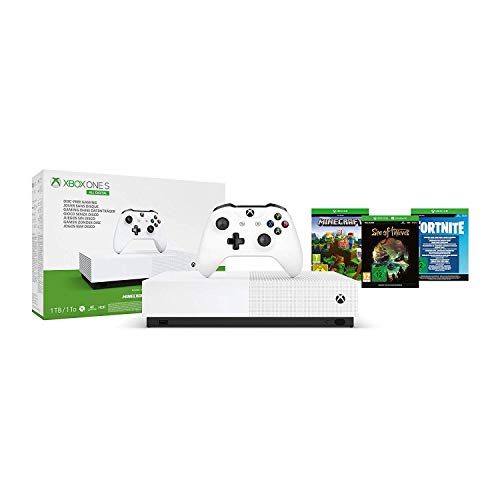 Microsoft - Xbox One S 1 TB All-Digital Edition, Fortnite (juego digital), Sea of Thieves (juego digital), Minecraft (juego digital)