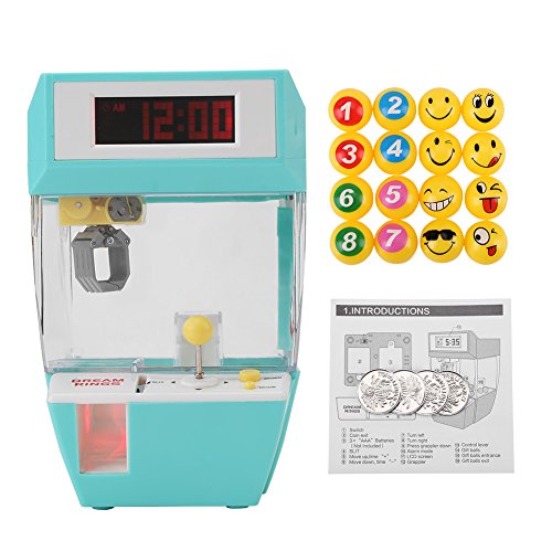 Mini reloj creativo creativo con pantalla LCD 2 en 1, despertador electrónico para grúa máquina de juguete reloj despertador creativo juego de garra electrónica para grúa(Verde)