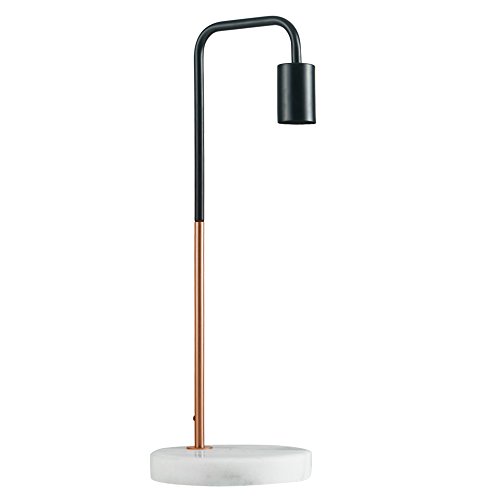 MiniSun - Lámpara de mesa moderna Talismán - Con base de mármol blanco - Cobre y negro [Clase de eficiencia energética A]