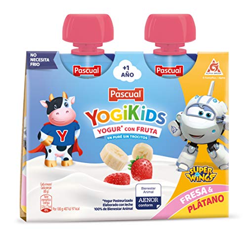 Pascual Yogur Liquido Fresa-Plátano - Paquete de 2 x 80 gr - Total: 160 gr