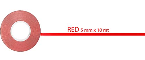 quattroerre 10009 Rollo de Tiras Adhesivas, rojo, 10 metros x 5 mm