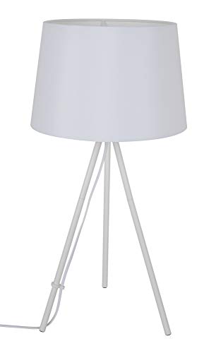 Solight Milano Tripode - Lámpara de mesa (56 cm, E27, acero, 60 W, tamaño grande), color blanco