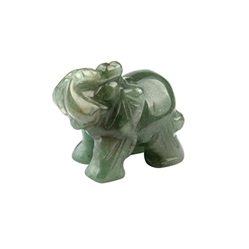 STRIR Tallado a Mano Verde Aventurina Jade Stone Craving Lucky Elefante Feng Shui Estatua,37 * 30x20 mm (1.5x1.2x0.5 pulgadas)