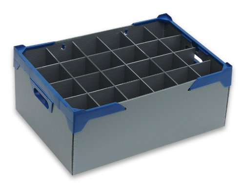 Tamaño mediano Copa de vino – cristalería caja de almacenaje – Glassjacks | 24 celdas | Copa de vino de almacenamiento | cristal Max Ancho 81 mm, cristal altura máxima 195 mm | caja ref. 195 – 24-f1.