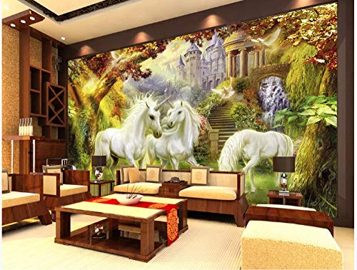 Tres lotes de caballos blancosFleece no-trenzado Salón Dormitorio Despacho Pasillo Decoración murales decoración de paredes moderna